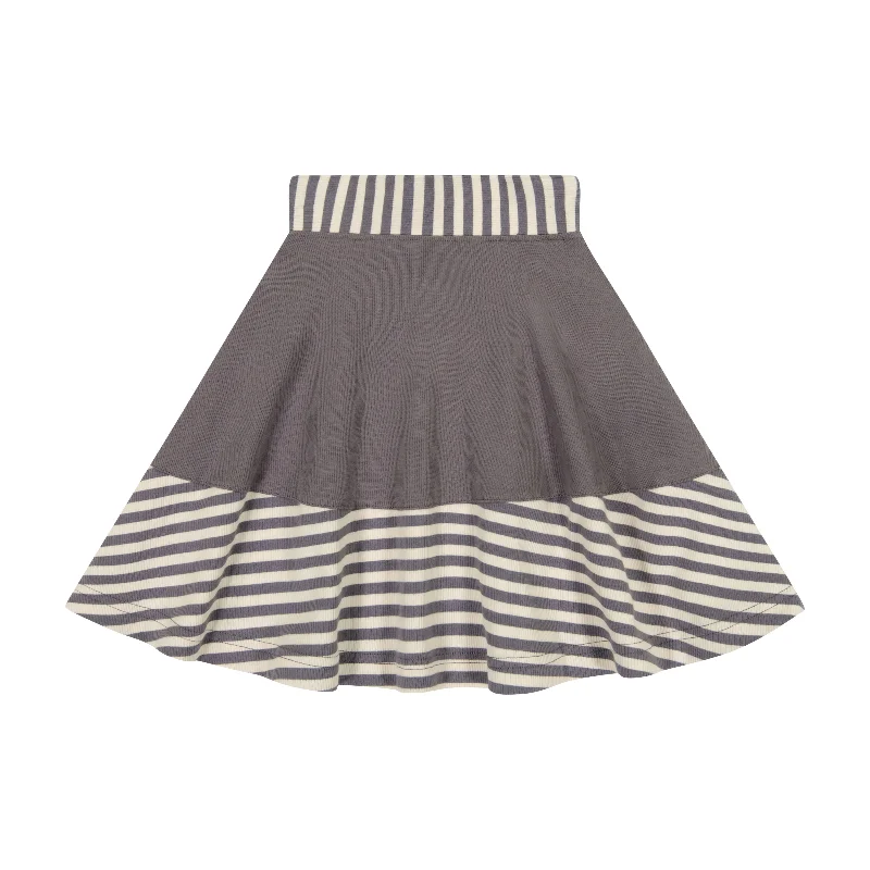 women's luxury lace skirtsTeela Rib Stripe Girl's Skirt - Gray