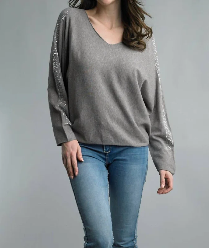 High-Quality Wool SweatersDolman Sleeve Sparkle Sweater In Taupe