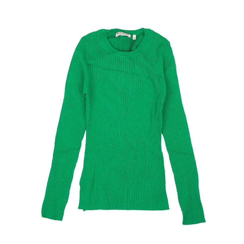 Affordable SweatersGreen Cotton Rib Knit Long Sleeve Sweater