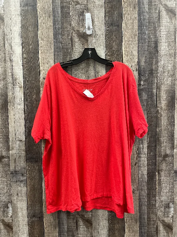 women's tops for vintage fashion enthusiastsTop Short Sleeve Basic By Ava & Viv In Red, Size: 2x