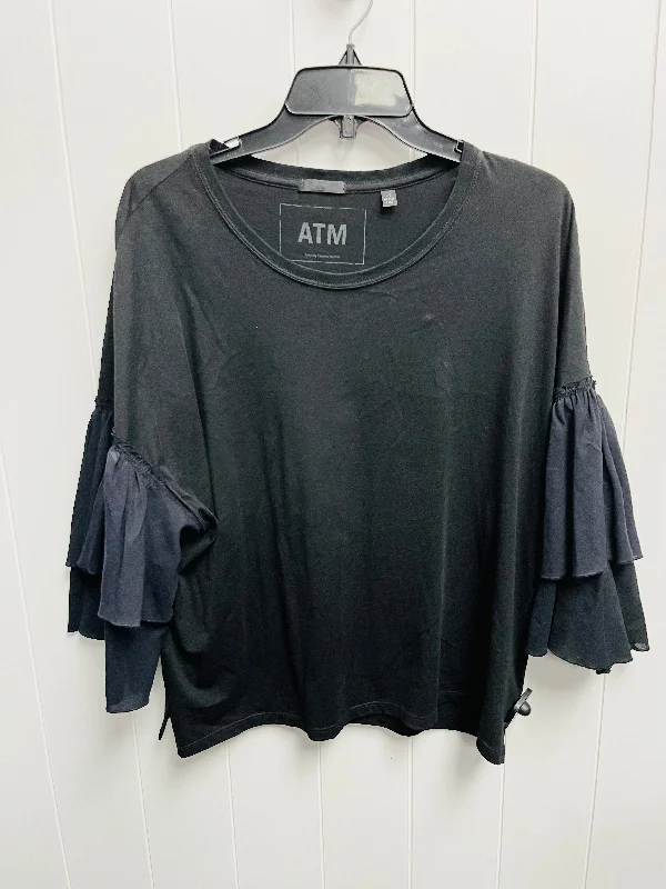 women's tops for casual FridaysTop Short Sleeve By Atm In Black, Size: L