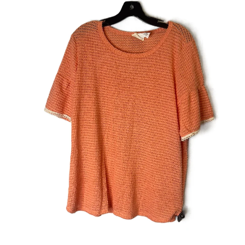 women's tops for those who love to shop for unique findsTop Short Sleeve By Bibi In Orange, Size: M