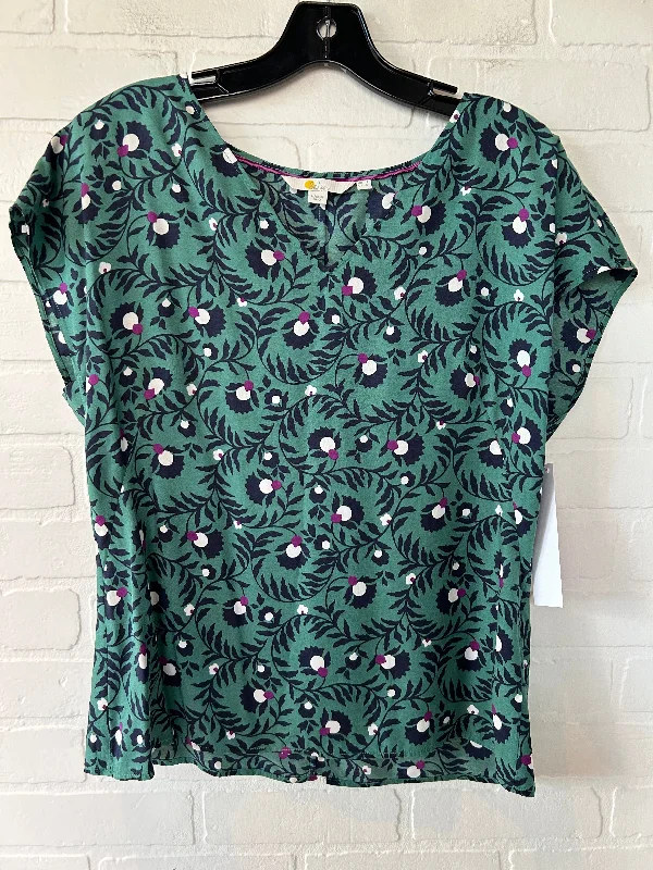 women's tops with ruffled hemsTop Short Sleeve By Boden In Green & Purple, Size: M