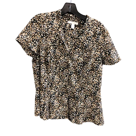 women's tops with floral printsTop Short Sleeve By Dana Buchman In Black & Brown, Size: M