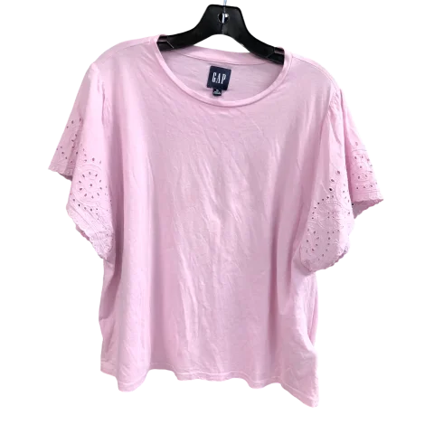 three-quarter sleeve women's topsTop Short Sleeve By Gap In Pink, Size: Xl