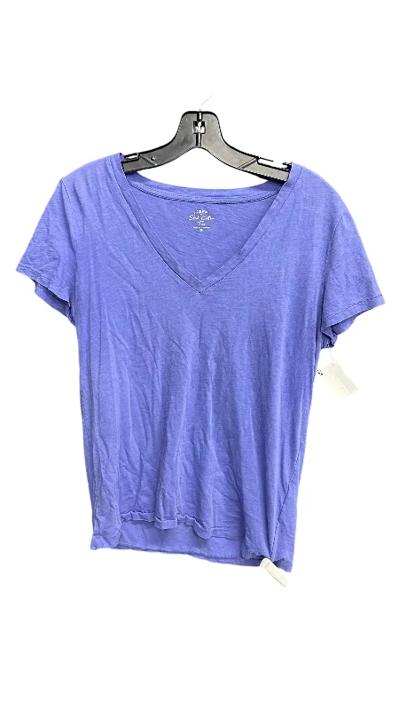 striped women's topsTop Short Sleeve By J. Crew In Purple, Size: M