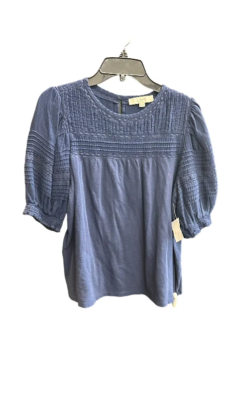 women's tops for casual FridaysTop Short Sleeve By Loft In Navy, Size: Xl