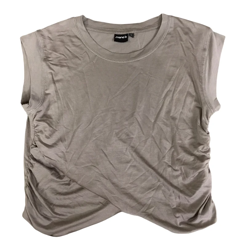 women's tops for those who want to add a touch of elegance and sophistication to their everyday wearTop Short Sleeve By Mono B In Tan, Size: L