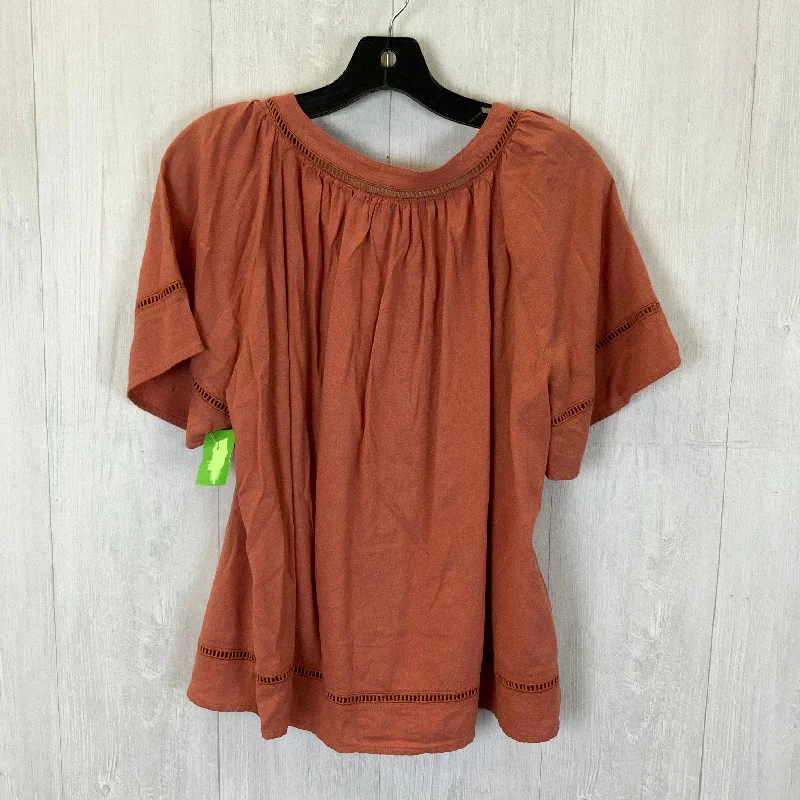 women's tops with cold-shoulder cutsTop Short Sleeve By Old Navy In Peach, Size: L