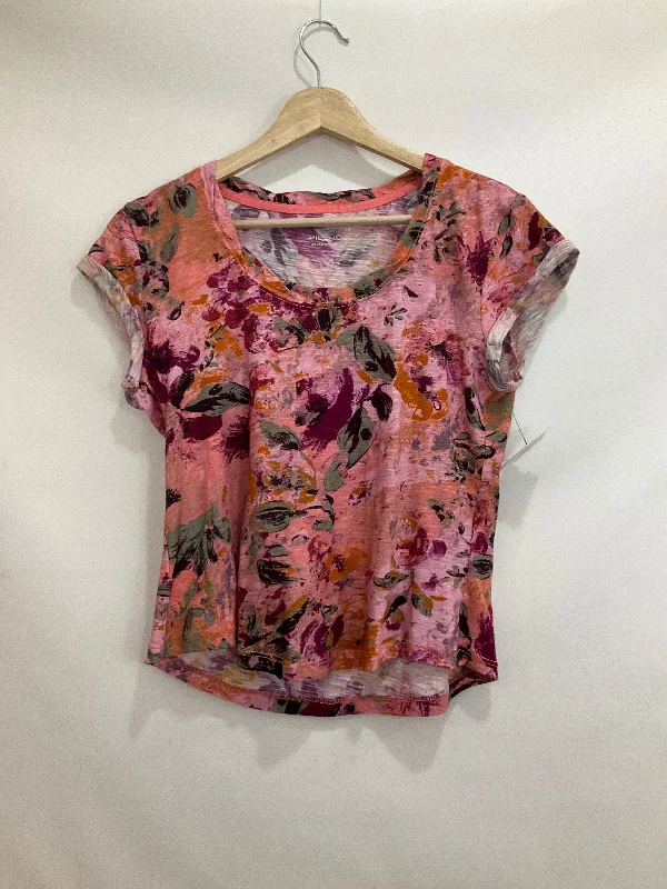 women's tops with sheer overlaysTop Short Sleeve By Pilcro In Floral Print, Size: Xs