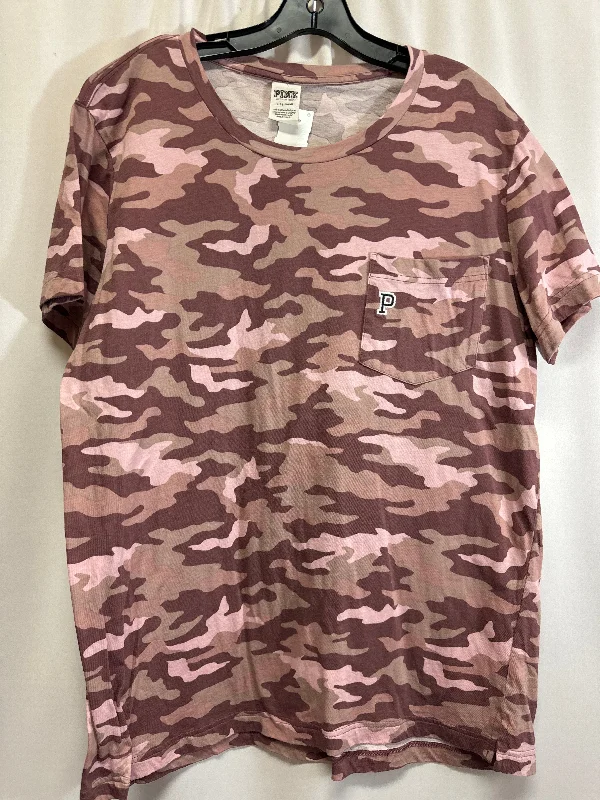 women's tops made from cottonTop Short Sleeve By Pink In Camouflage Print, Size: L