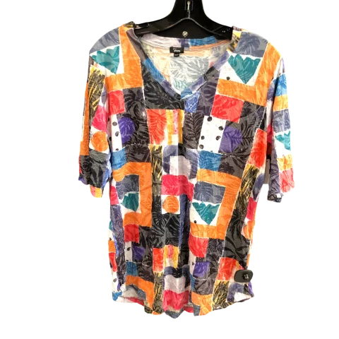 women's tops for black-tie affairsTop Short Sleeve By SHANA In Multi-colored, Size: Xs