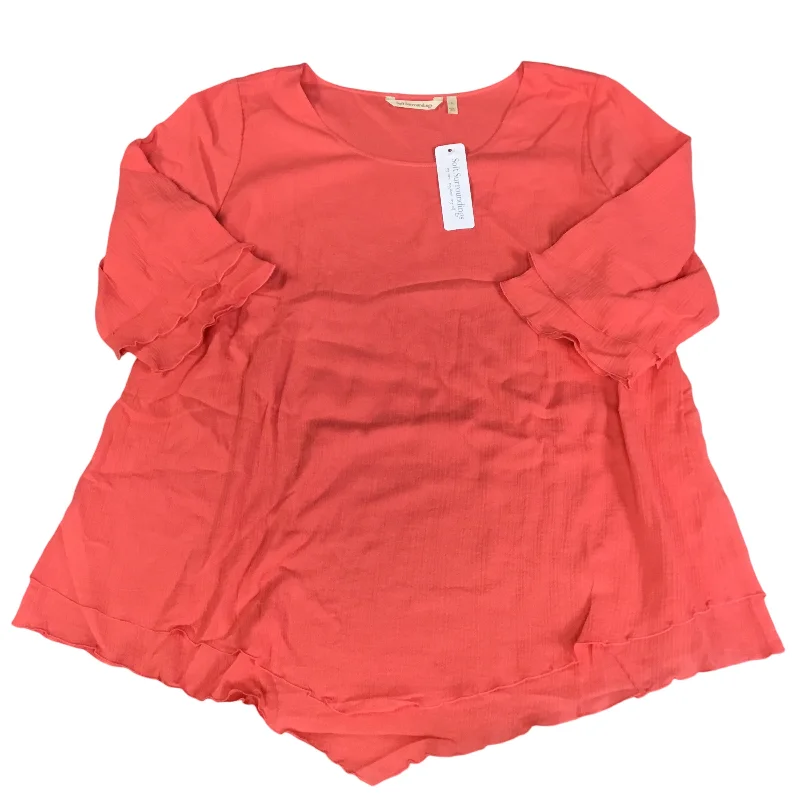 women's tops for those who want to make a bold fashion statement with their choice of topsTop Short Sleeve By Soft Surroundings In Coral, Size: L