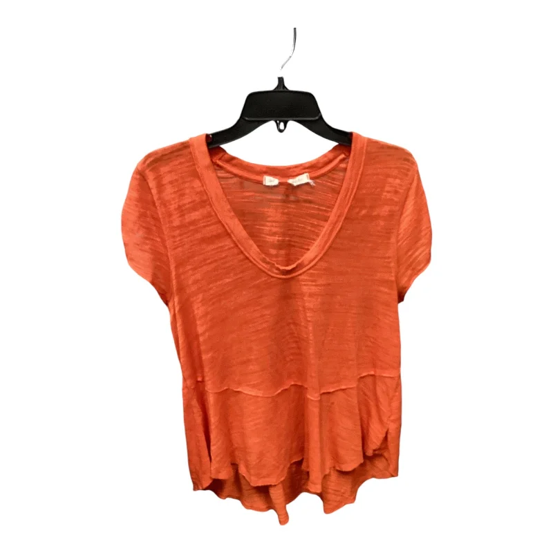 women's tops for cozy nights inTop Short Sleeve By We The Free In Orange, Size: S