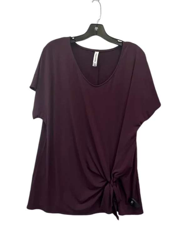 women's tops with cinched waistsTop Short Sleeve By Zenana Outfitters In Purple, Size: M