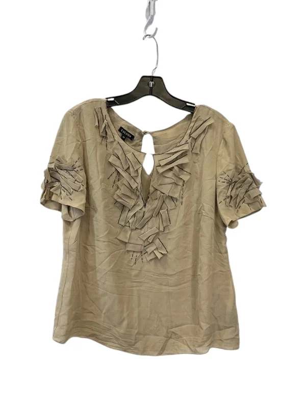 women's tops for those who love to dress up their casual looks with stylish topsTop Short Sleeve Designer By Escada In Black & Tan, Size: S