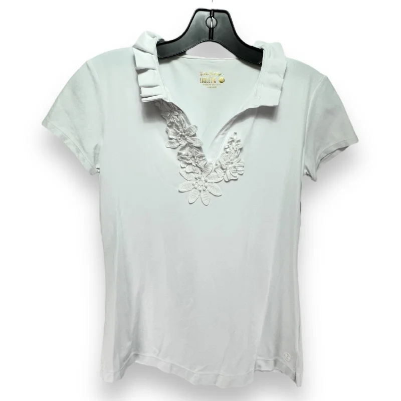 women's tops for those who want to create outfits that are both unique and memorableUPF 50+ Luxletic Frida Polo Top Designer By Lilly Pulitzer In White, Size: XS