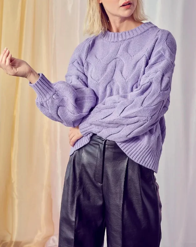 Turtle-Neck SweatersWide Candy Cable-Knit Sweater In Violet